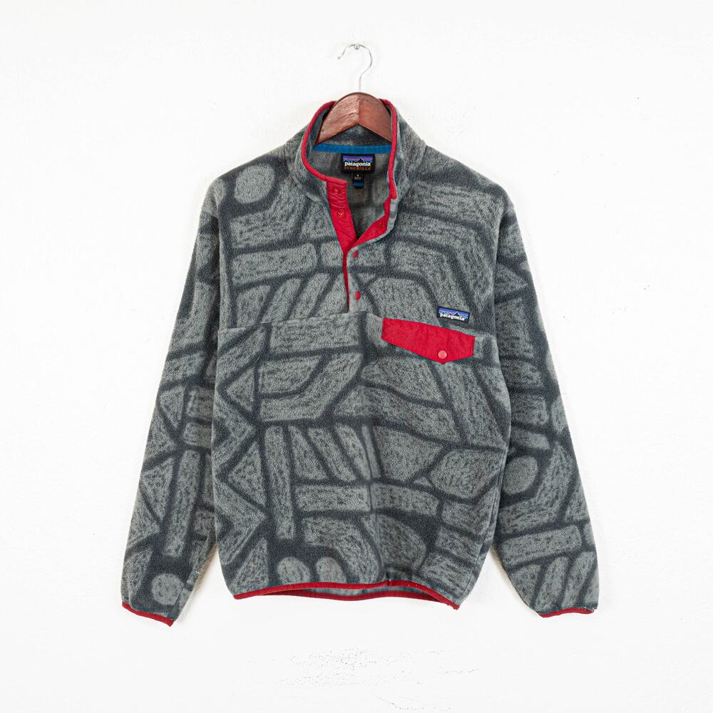 Patagonia Synchilla Snap-T Fleece Pullover Jacket Gray Stone Aztec Small
